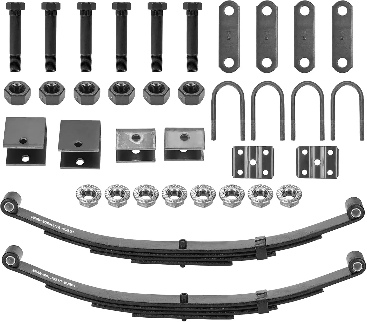 2-Piece Trailer Spring Replacement Kit for 3500lb Axle, Includes U-Bolt and Hanger
2-Piece Trailer Spring Replacement Kit for 3500lb Axle, Includes U-Bolt and Hanger