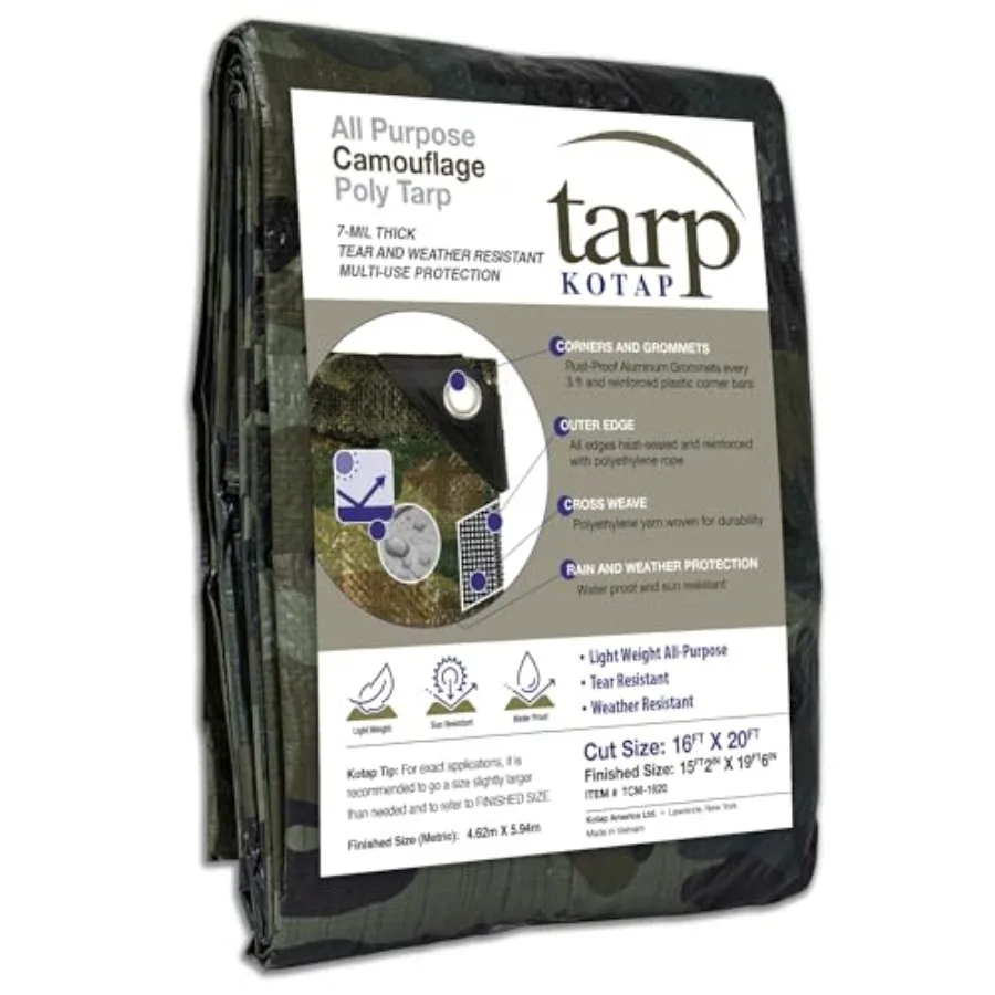 All-Purpose Multi-Use 7-mil Poly Tarp, Green/Black, 1, TCM-1620, Camouflage
All-Purpose Multi-Use 7-mil Poly Tarp, Green/Black, 1, TCM-1620, Camouflage
