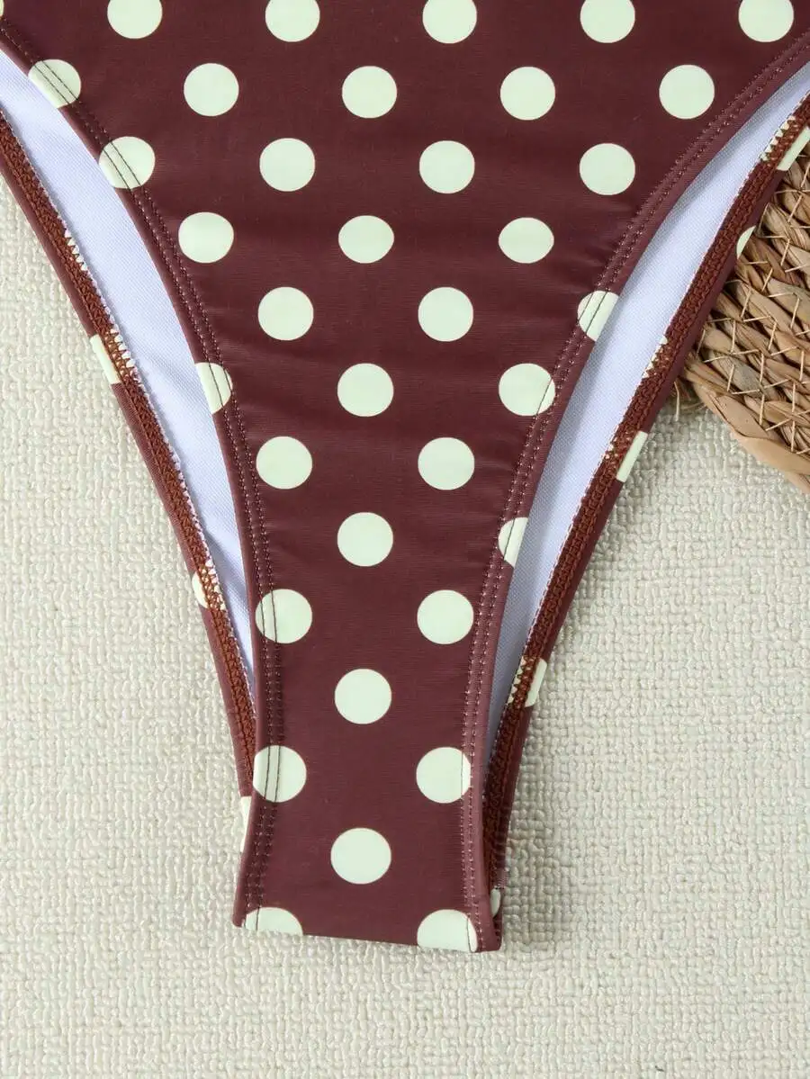 Womens Polka Dot Print V-Neck Backless One-Piece Swimsuit For Beach Vacation Summer
Womens Polka Dot Print V-Neck Backless One-Piece Swimsuit For Beach Vacation Summer