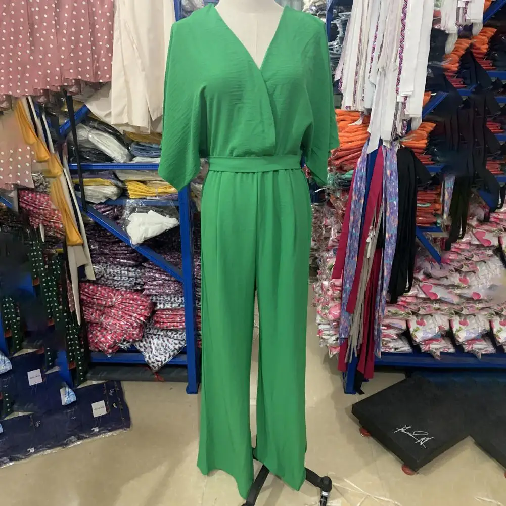 High Waist Jumpsuit Elegant Women's V-neck Lace-up Jumpsuit with Bat Sleeves Wide Leg for Formal Events Office Wear Daily
High Waist Jumpsuit Elegant Women's V-neck Lace-up Jumpsuit with Bat Sleeves Wide Leg for Formal Events Office Wear Daily