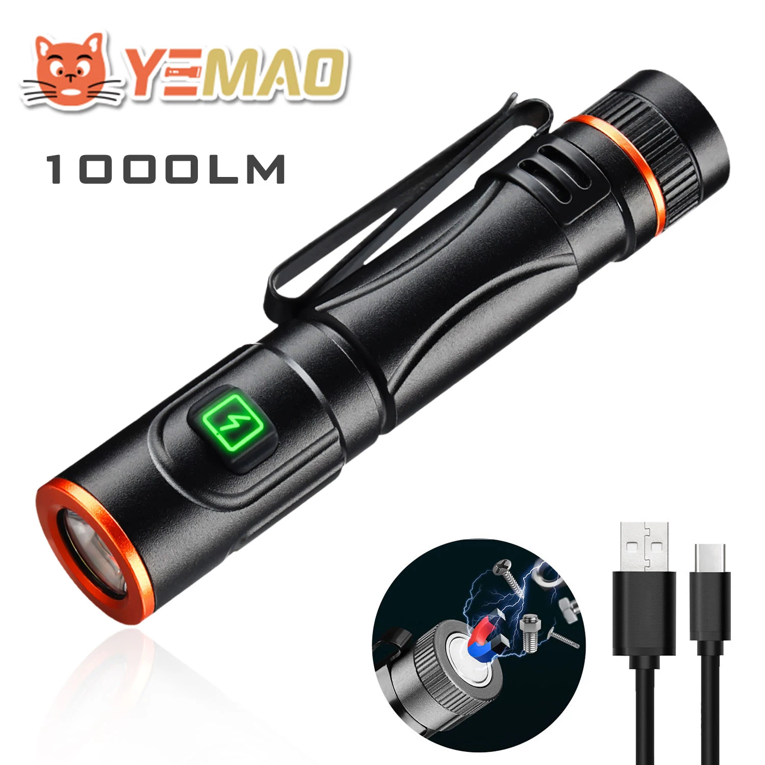 YEMAO M72 Mini Flashlight Emergency Torch Rechargeable Portable Lantern Hand Lamp Camping Light 1000LM Tail Magnet Metal Clip
YEMAO M72 Mini Flashlight Emergency Torch Rechargeable Portable Lantern Hand Lamp Camping Light 1000LM Tail Magnet Metal Clip