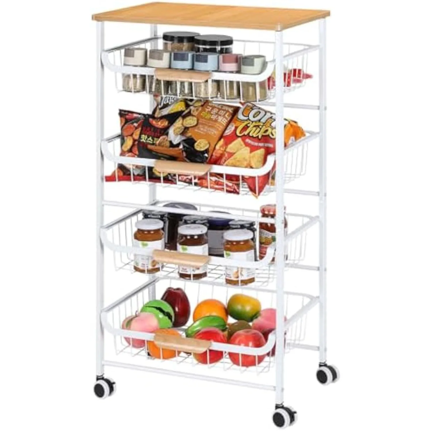 5-Tier Metal Rolling Cart with Wheels - Multi-Purpose Storage for Kitchen/Bathroom/Living Room/Office, White
5-Tier Metal Rolling Cart with Wheels - Multi-Purpose Storage for Kitchen/Bathroom/Living Room/Office, White