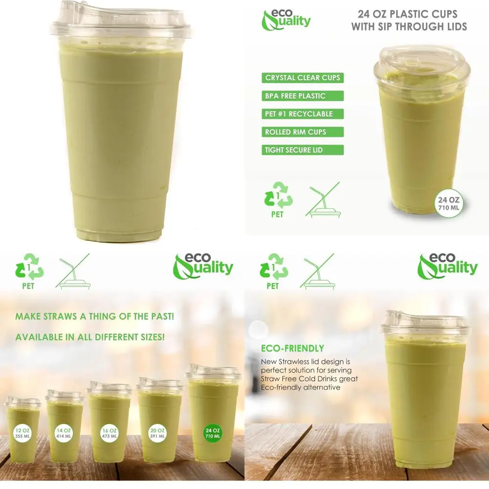 Прозрачные пластиковые стаканчики на 24 унции с крышками — идеально подходят для напитков, закусок и вечеринок. 
Прозрачные пластиковые стаканчики на 24 унции с крышками — идеально подходят для напитков, закусок и вечеринок.