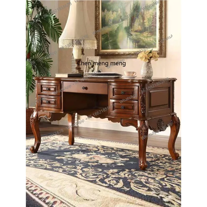 American all-solid wood desk and chair combination European home study bedroom office computer desk
American all-solid wood desk and chair combination European home study bedroom office computer desk
