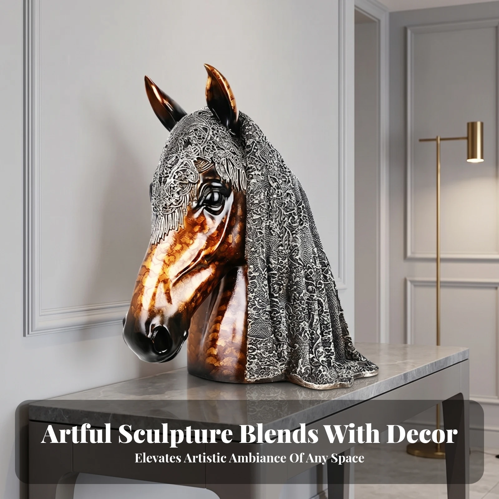 Horse Head Sculpture Glossy Horse Head Bust Table Ornament Upright Ears Tabletop
Horse Head Sculpture Glossy Horse Head Bust Table Ornament Upright Ears Tabletop