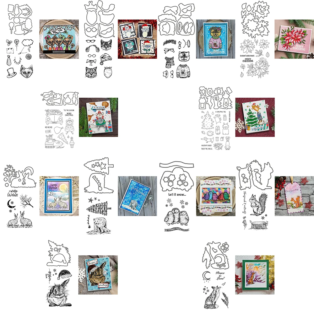 Clear Silicone Stamps Furry Animals Profile Christmas Critter Heads Holly Decoration Metal Cutting Dies for DIY Cardmaking
Clear Silicone Stamps Furry Animals Profile Christmas Critter Heads Holly Decoration Metal Cutting Dies for DIY Cardmaking