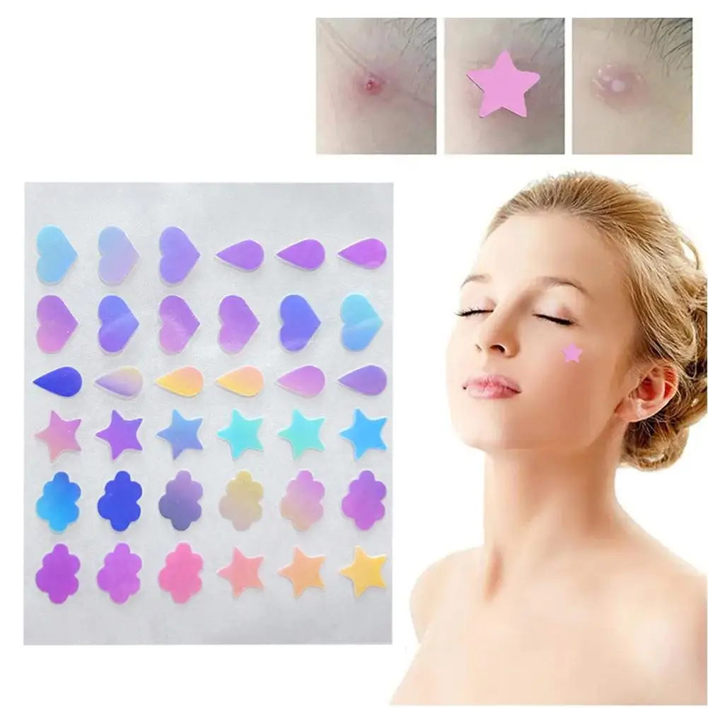 36Pcs Colorful Cute Star Heart Shaped Acne Treatment Sticker Invisible Acne Cover Removal Pimple Patch Skin Care
36Pcs Colorful Cute Star Heart Shaped Acne Treatment Sticker Invisible Acne Cover Removal Pimple Patch Skin Care