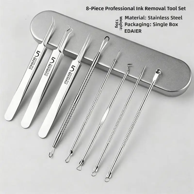 8-Piece Extraction Tool Set In Stainless Steel Box, Professional For Spas And Beauty Salons (Includes Free 10pcs Pad)
8-Piece Extraction Tool Set In Stainless Steel Box, Professional For Spas And Beauty Salons (Includes Free 10pcs Pad)