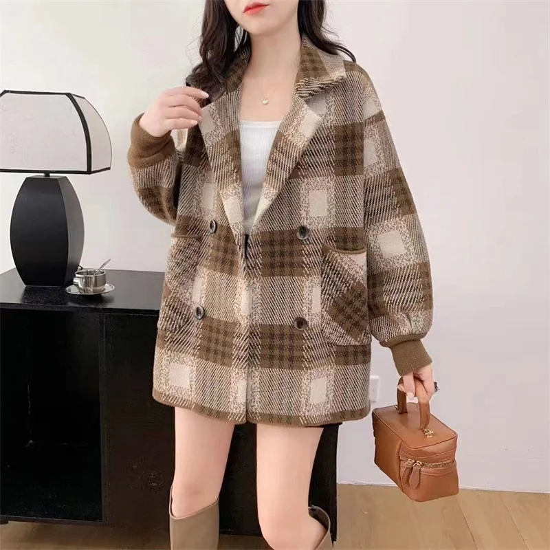 Suit Collar Double-Sided Woolen Plaid Coat Women Autumn Winter New Long Wool Jacket Fashion Padded Outwear Female Overcoat Tide
Suit Collar Double-Sided Woolen Plaid Coat Women Autumn Winter New Long Wool Jacket Fashion Padded Outwear Female Overcoat Tide