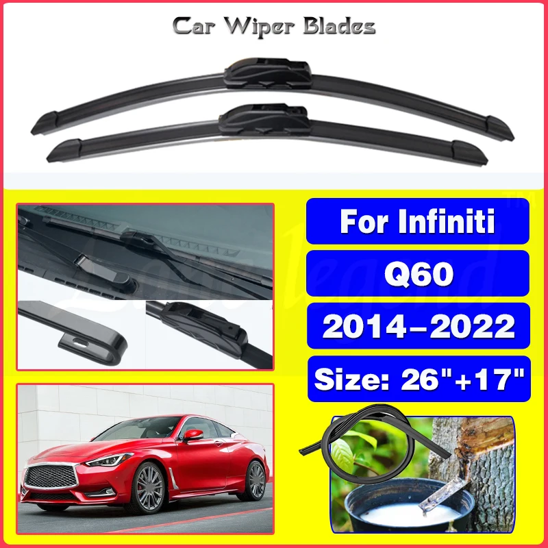 For Infiniti Q60 2014 - 2022 Front Wiper Blade Windscreen Brushes Wipers Car Accessories U Type J Hooks 2019 2020 2021 26"+17"
For Infiniti Q60 2014 - 2022 Front Wiper Blade Windscreen Brushes Wipers Car Accessories U Type J Hooks 2019 2020 2021 26"+17"