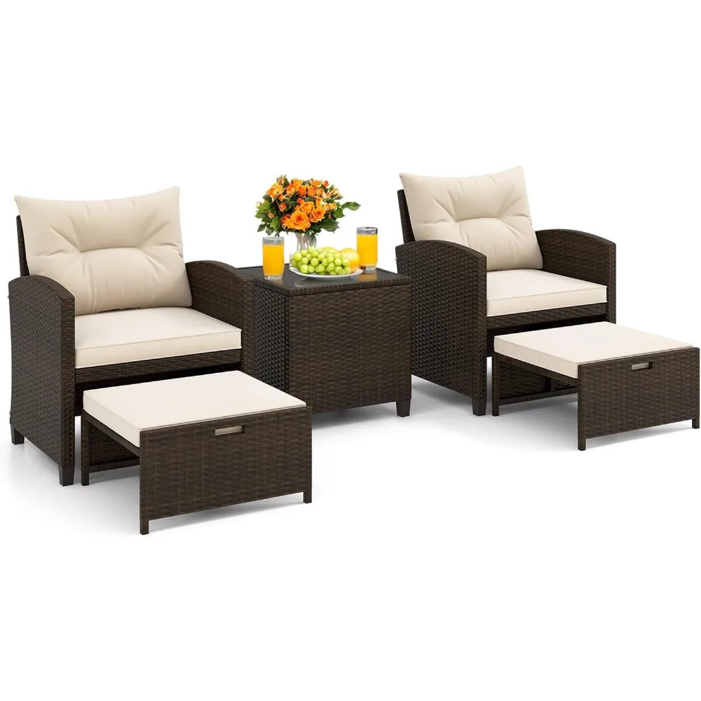 5 Pieces Patio Furniture Set with Ottomans, Wicker Patio Conversation Set with Coffee Table & Cushions, PE Rattan Outdoor
5 Pieces Patio Furniture Set with Ottomans, Wicker Patio Conversation Set with Coffee Table & Cushions, PE Rattan Outdoor