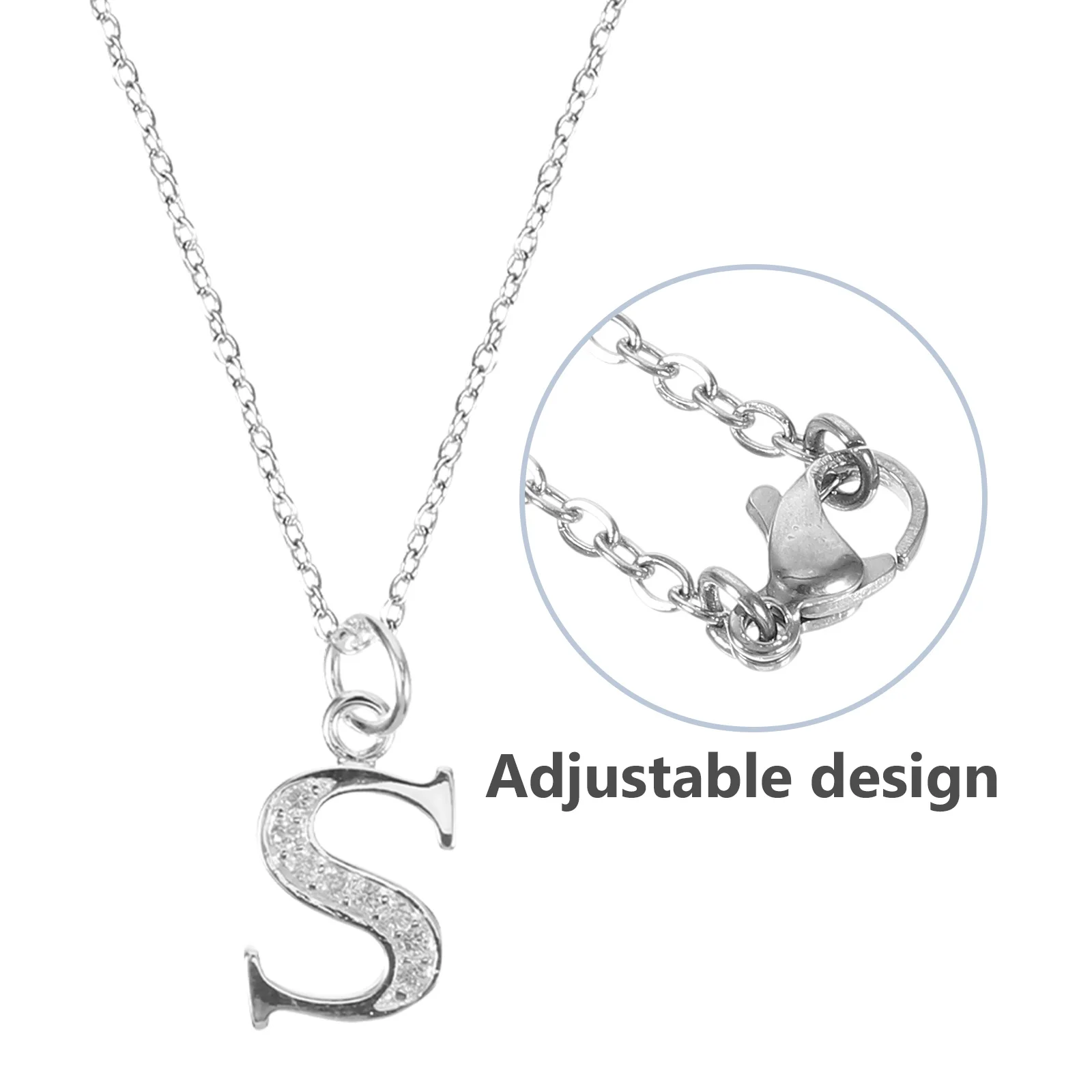 S Shape Initial Letter Necklace High Quality Elegant Jewelry Surface Silver Letter S Necklaces for Women
S Shape Initial Letter Necklace High Quality Elegant Jewelry Surface Silver Letter S Necklaces for Women
