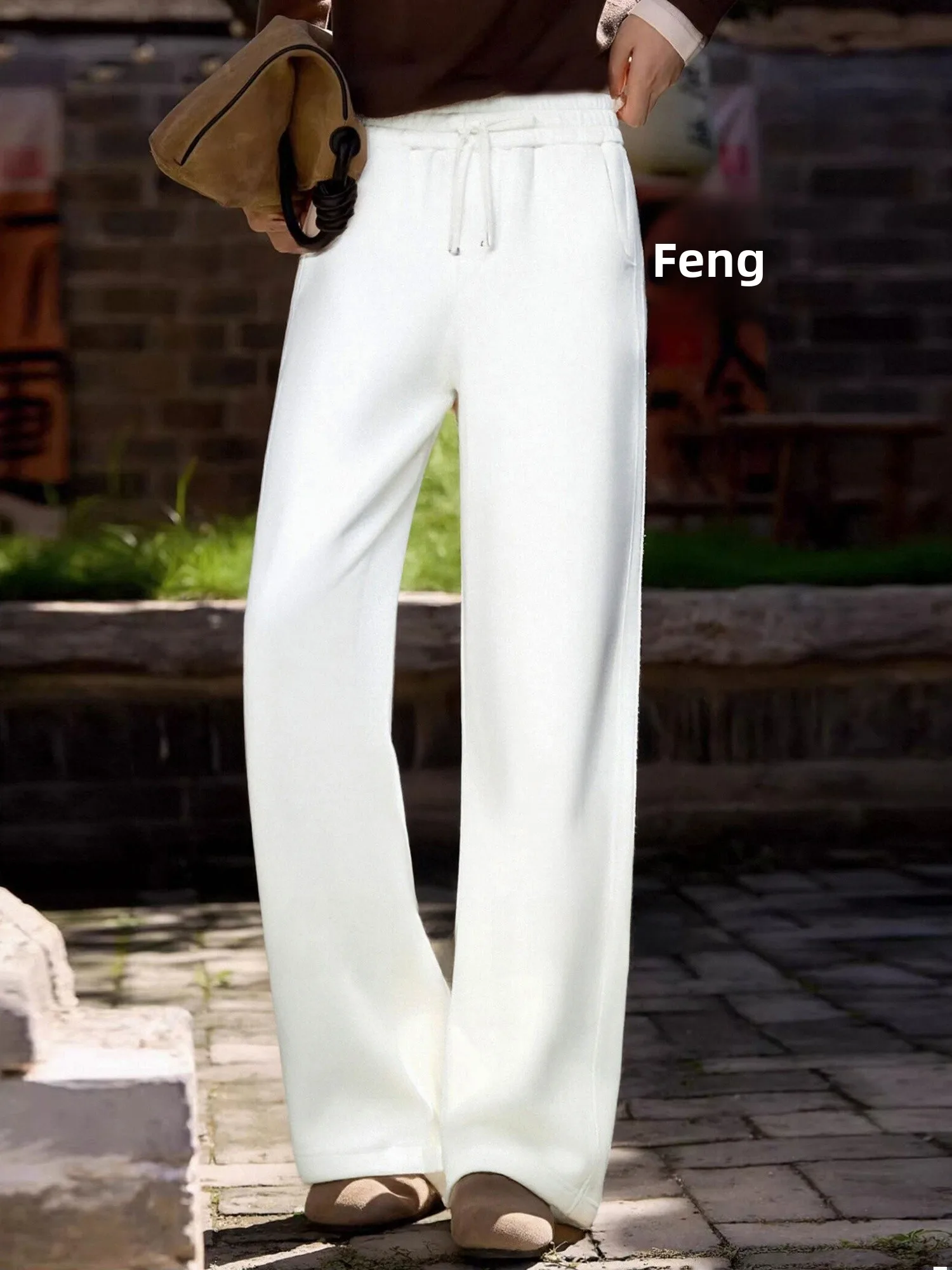 High Waist Dstring Woolen Wide Leg Pants Women's Autumn Winter White Straight Cut Flattering Long Trousers Chivirin Brand
High Waist Dstring Woolen Wide Leg Pants Women's Autumn Winter White Straight Cut Flattering Long Trousers Chivirin Brand