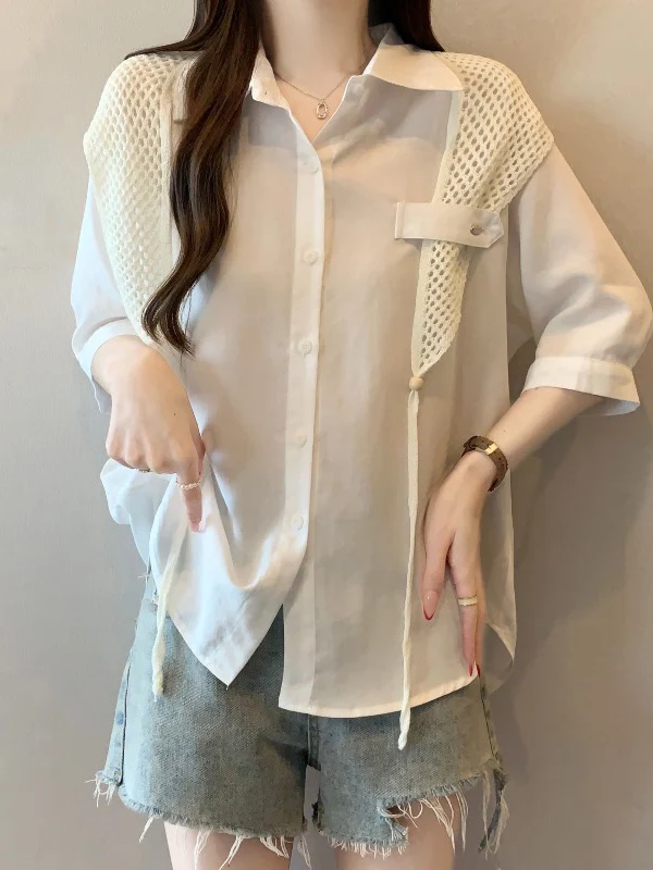 Large Size Women's Knitted Short Sleeve Shirt Shoulder Length Collar Commute Style Korean Version Loose Fit Summer New A...
Large Size Women's Knitted Short Sleeve Shirt Shoulder Length Collar Commute Style Korean Version Loose Fit Summer New A...