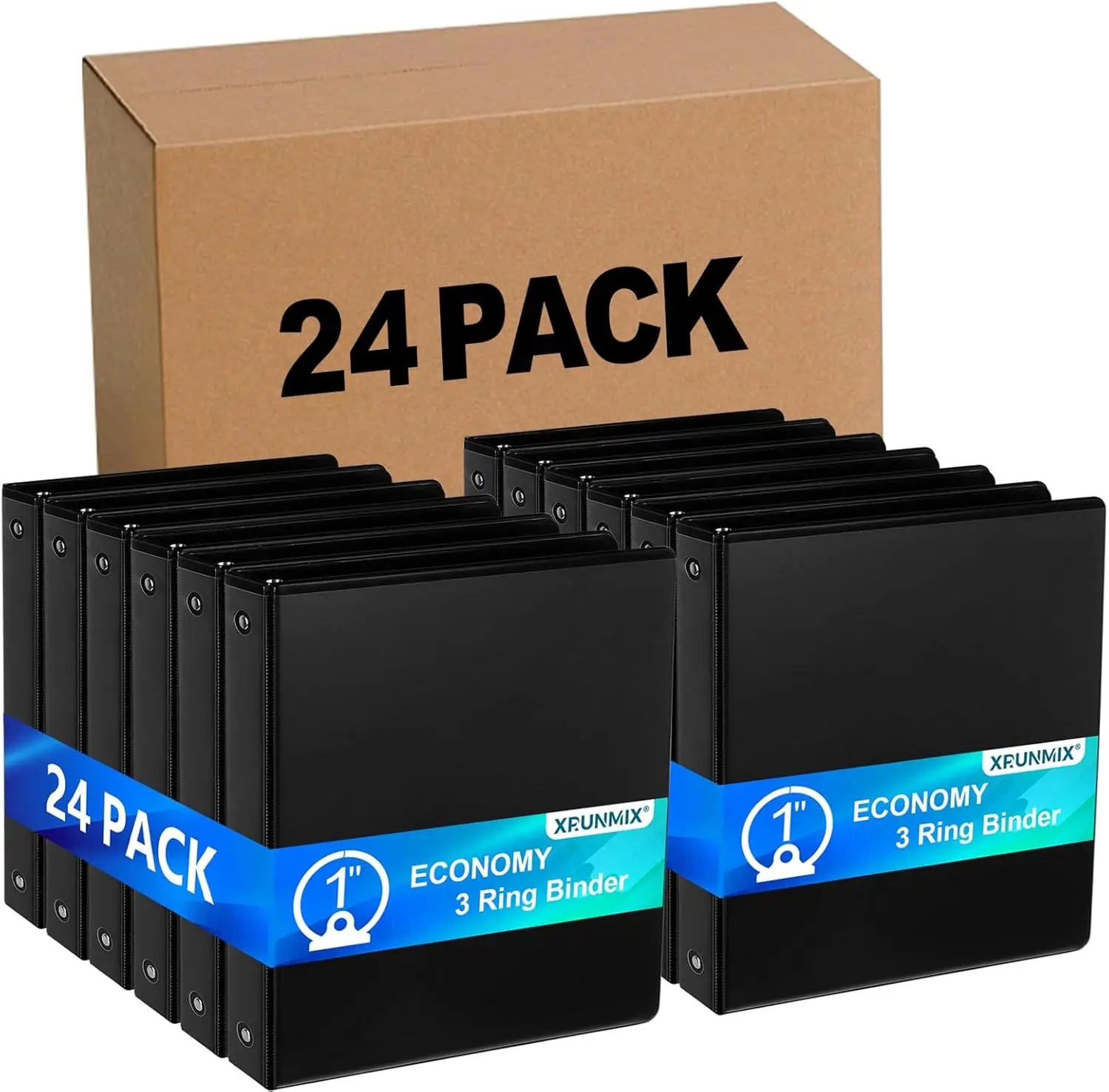 Economy 3-Ring Binder, 1-Inch Round Rings, Holds 200 Sheets, ClearVue Cover, Black, 24-Pack
Economy 3-Ring Binder, 1-Inch Round Rings, Holds 200 Sheets, ClearVue Cover, Black, 24-Pack