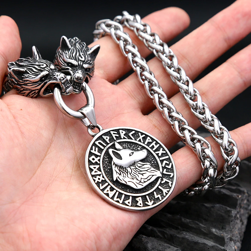 Punk Vintage Wolf Runes Necklace Stainless Steel Nordic Viking Amulet Pendant For Men Women Animal Jewelry Gift Dropshipping
Punk Vintage Wolf Runes Necklace Stainless Steel Nordic Viking Amulet Pendant For Men Women Animal Jewelry Gift Dropshipping
