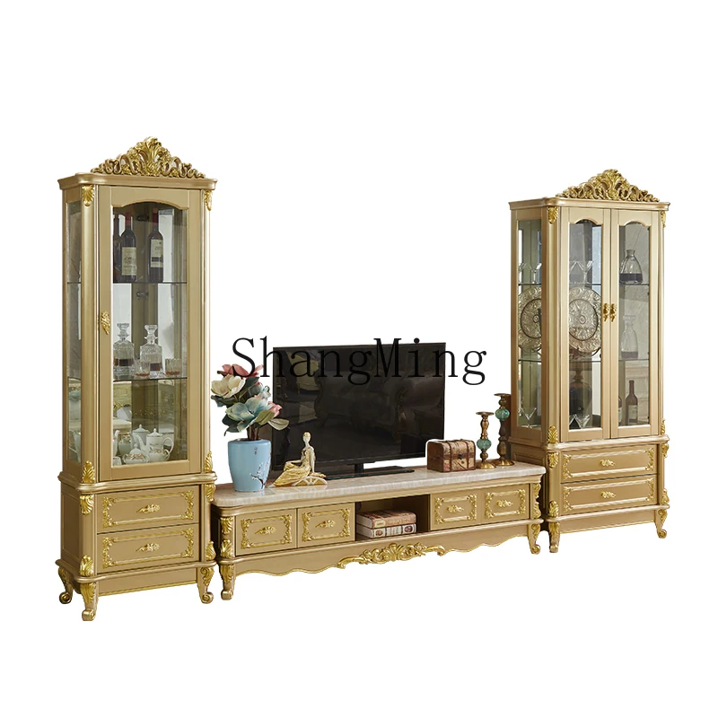 HJ solid wood living room against the wall wine cabinet villa home single and double door glass decorative high cabinet
HJ solid wood living room against the wall wine cabinet villa home single and double door glass decorative high cabinet