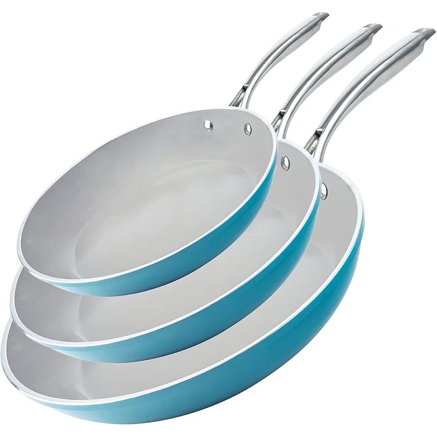 Versatile 3-Piece Nonstick Frying Pan Set for Induction and Oven Cooking - Aqua Blue and Gray Skillets for Effortless Release
Versatile 3-Piece Nonstick Frying Pan Set for Induction and Oven Cooking - Aqua Blue and Gray Skillets for Effortless Release