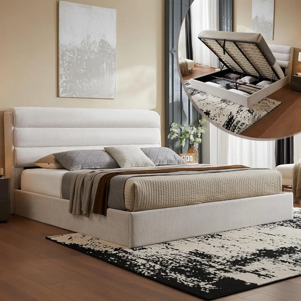 Upholstered Platform Bed with Hydraulic System & Wood Slats Support
Upholstered Platform Bed with Hydraulic System & Wood Slats Support