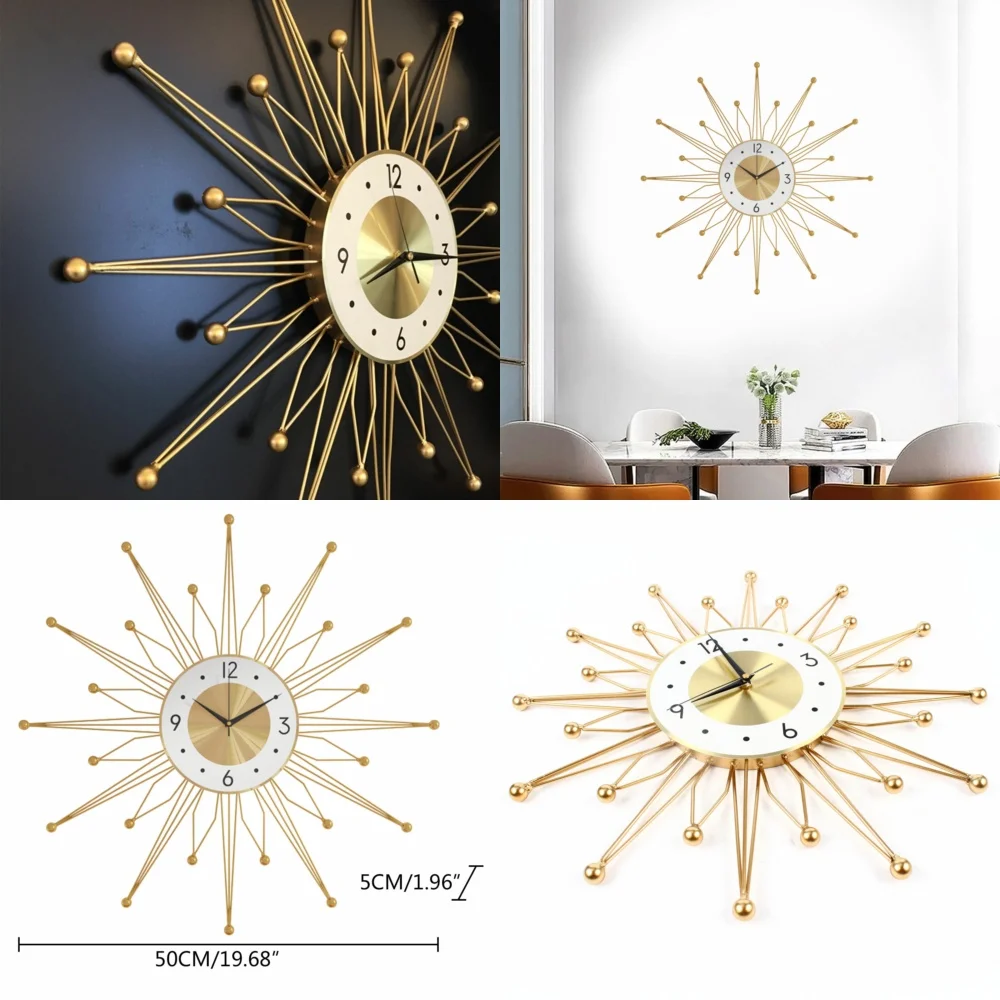 50cm Retro Metal Sunburst Wall Clock Art Decor Vintage Modern Living Room Bedroom Home Decoration Timepiece Industrial Style
50cm Retro Metal Sunburst Wall Clock Art Decor Vintage Modern Living Room Bedroom Home Decoration Timepiece Industrial Style