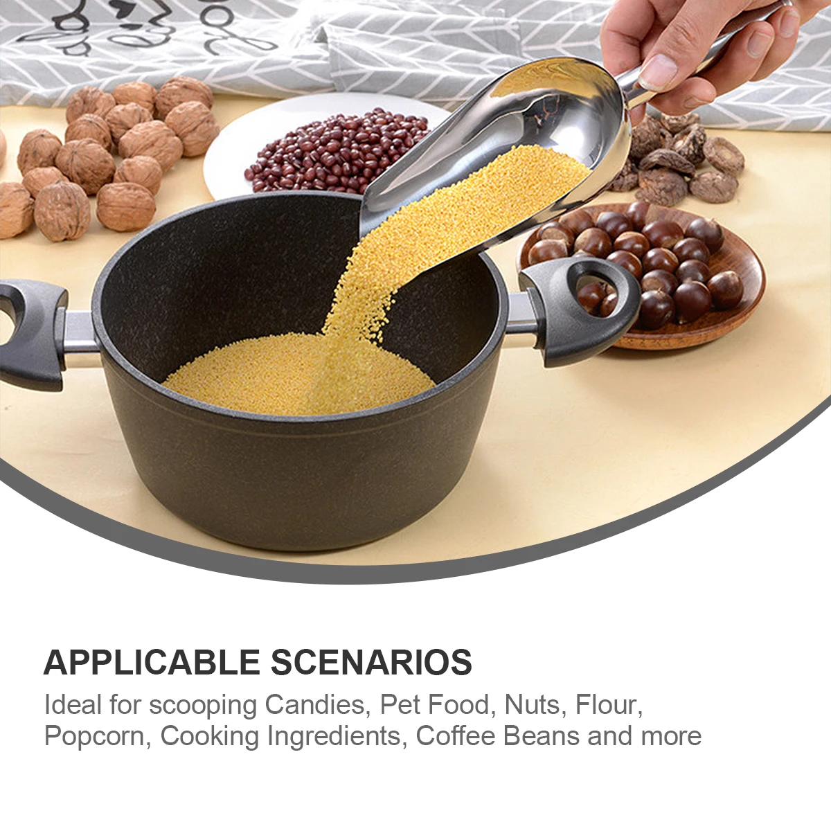 Multifunctional Scoops Stainless Steel Shovel for Pet Food Candies Popcorn Spices Flour(Random Handle Style)
Multifunctional Scoops Stainless Steel Shovel for Pet Food Candies Popcorn Spices Flour(Random Handle Style)