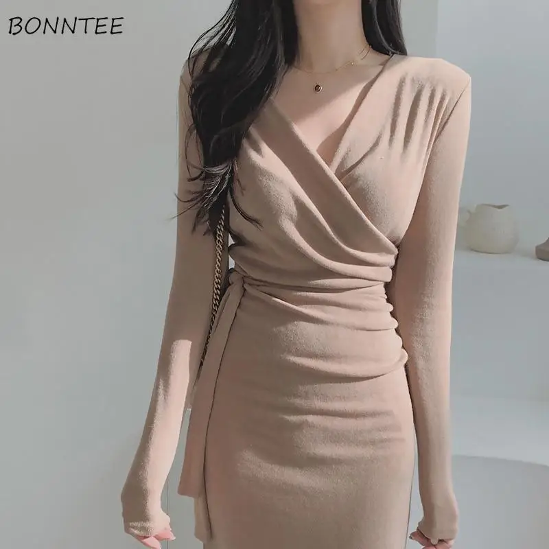 Dress Women Elegant Slim Bandage Midi Temperament Soft Office Lady Autumn Winter Cozy Sweet Pure Bodycon Lace-up Vestidos Simple
Dress Women Elegant Slim Bandage Midi Temperament Soft Office Lady Autumn Winter Cozy Sweet Pure Bodycon Lace-up Vestidos Simple