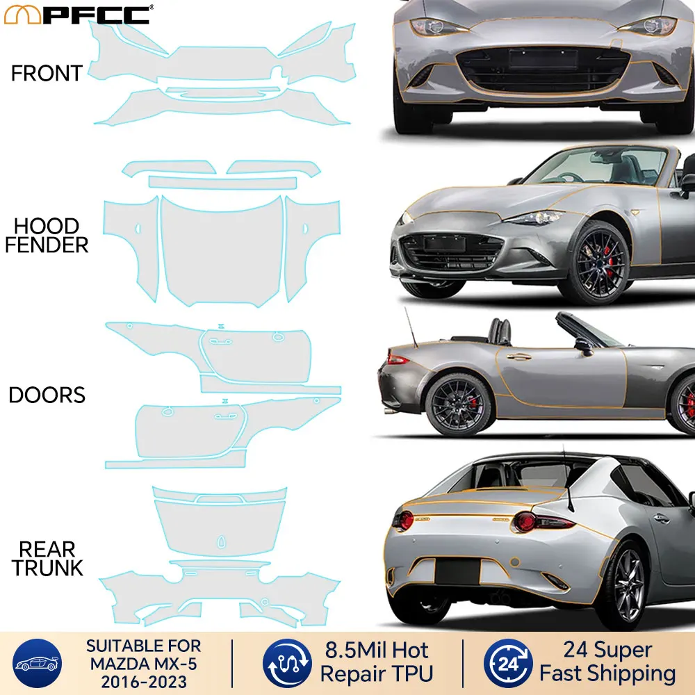 Предварительно вырезанная защитная пленка для автокраски для MX-5 2016-2023 8,5 мил, автомобильный прозрачный комплект из ТПУ PPF, наклейка, автонаклейка, автомобильные аксессуары, ремонт
Предварительно вырезанная защитная пленка для автокраски для MX-5 2016-2023 8,5 мил, автомобильный прозрачный комплект из ТПУ PPF, наклейка, автонаклейка, автомобильные аксессуары, ремонт