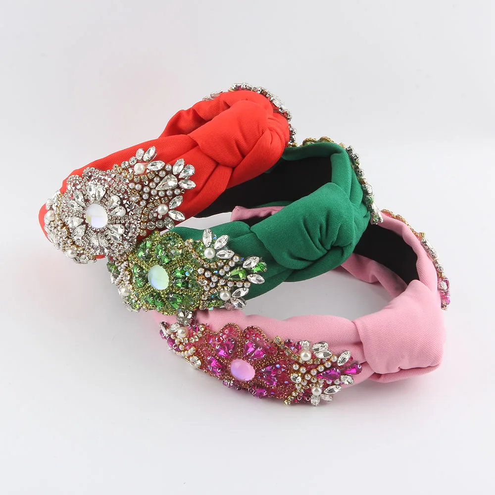 European and American New Fashion Wide Edge Fabric Knotted Handmade Rhinestone Hairband Hair Accessory 
European and American New Fashion Wide Edge Fabric Knotted Handmade Rhinestone Hairband Hair Accessory
