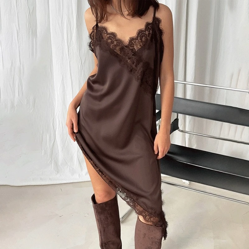 Ticketsx Summer New Lace Satin Dress Solid Vintage Split Patchwork Asymmetrical Dress Streetwear Clubwear Backless Women's Dress
Ticketsx Summer New Lace Satin Dress Solid Vintage Split Patchwork Asymmetrical Dress Streetwear Clubwear Backless Women's Dress