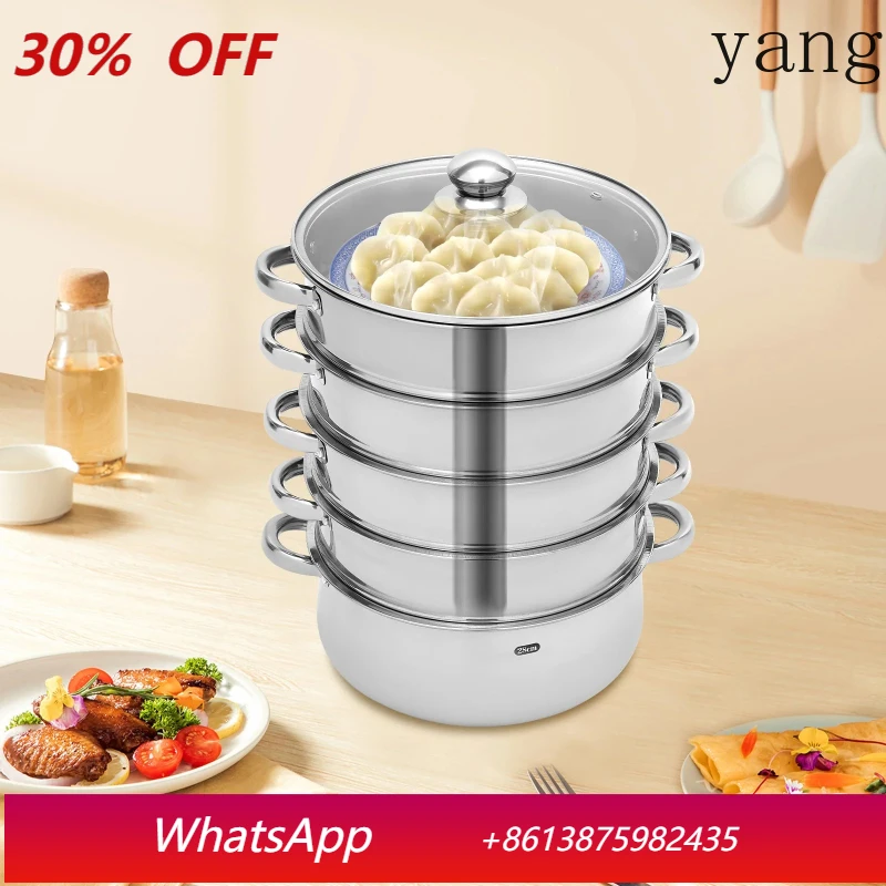 5-Layer stainless steel steamer overlapping cooking pot kitchen soup pot silver with glass lid
5-Layer stainless steel steamer overlapping cooking pot kitchen soup pot silver with glass lid