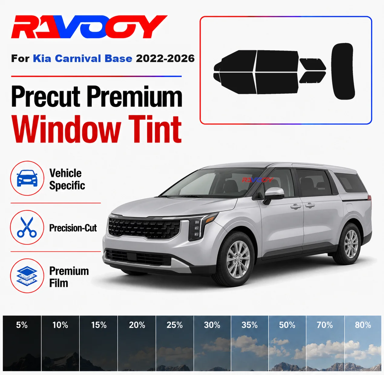 Premium Precut Window Tint Kit Front Rear Windows Rear Windshield For Kia Carnival Base 2022-2026 Complete Set Nano Ceramic Film
Premium Precut Window Tint Kit Front Rear Windows Rear Windshield For Kia Carnival Base 2022-2026 Complete Set Nano Ceramic Film