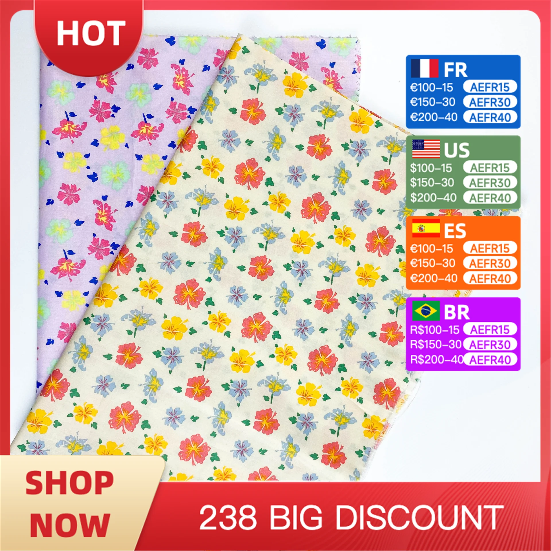 Poplin Fabric with Full Cotton Printed Cloth, Thin Floral Dress, Women's Clothing, Handmade Sewing Quilting
Poplin Fabric with Full Cotton Printed Cloth, Thin Floral Dress, Women's Clothing, Handmade Sewing Quilting