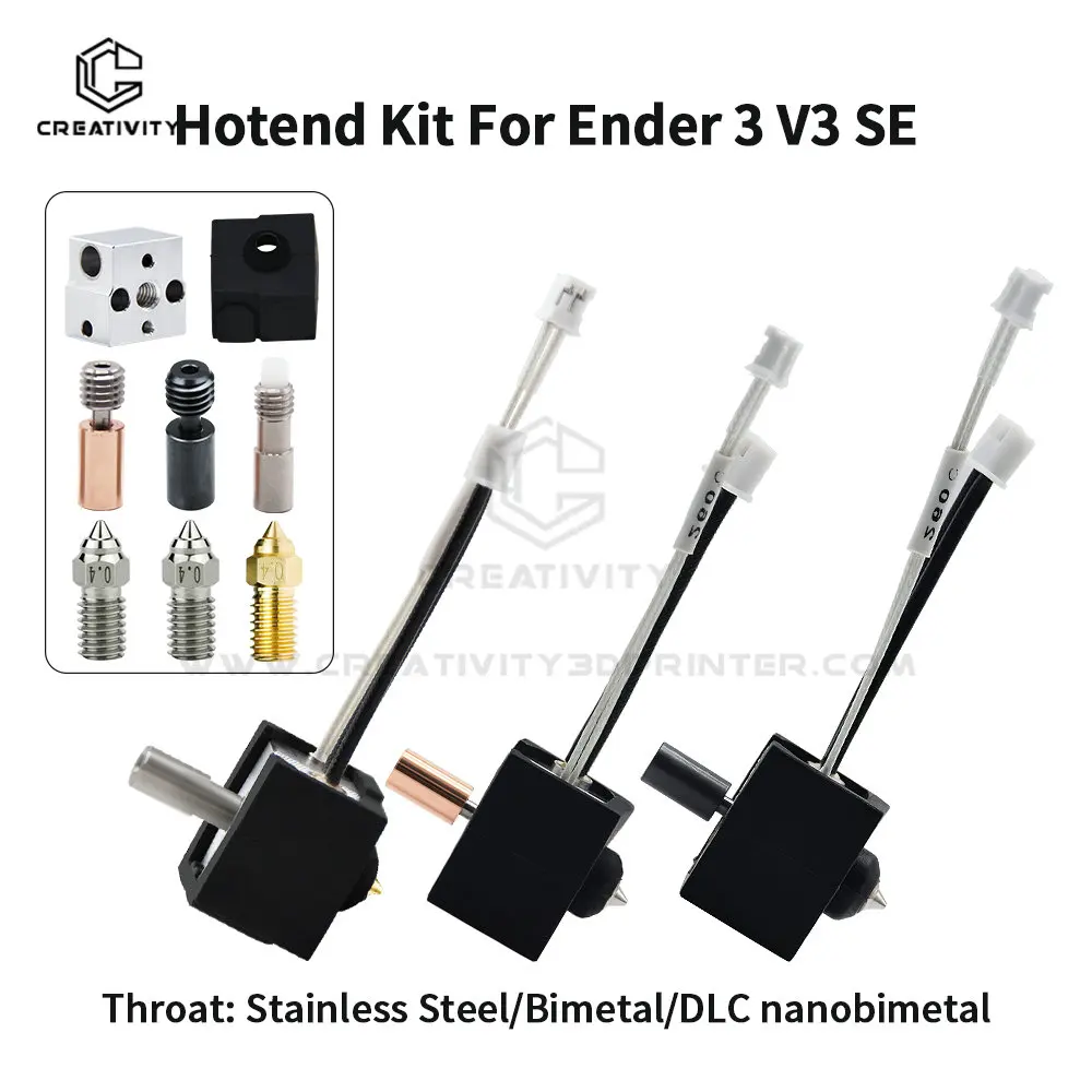 Creativity Hotend Kit For Ender 3 V3 SE Titanium Alloy Throat Bimetal Heatbreak 24V 40W J-head Ender-3 V3 SE Heating Block Kit
Creativity Hotend Kit For Ender 3 V3 SE Titanium Alloy Throat Bimetal Heatbreak 24V 40W J-head Ender-3 V3 SE Heating Block Kit