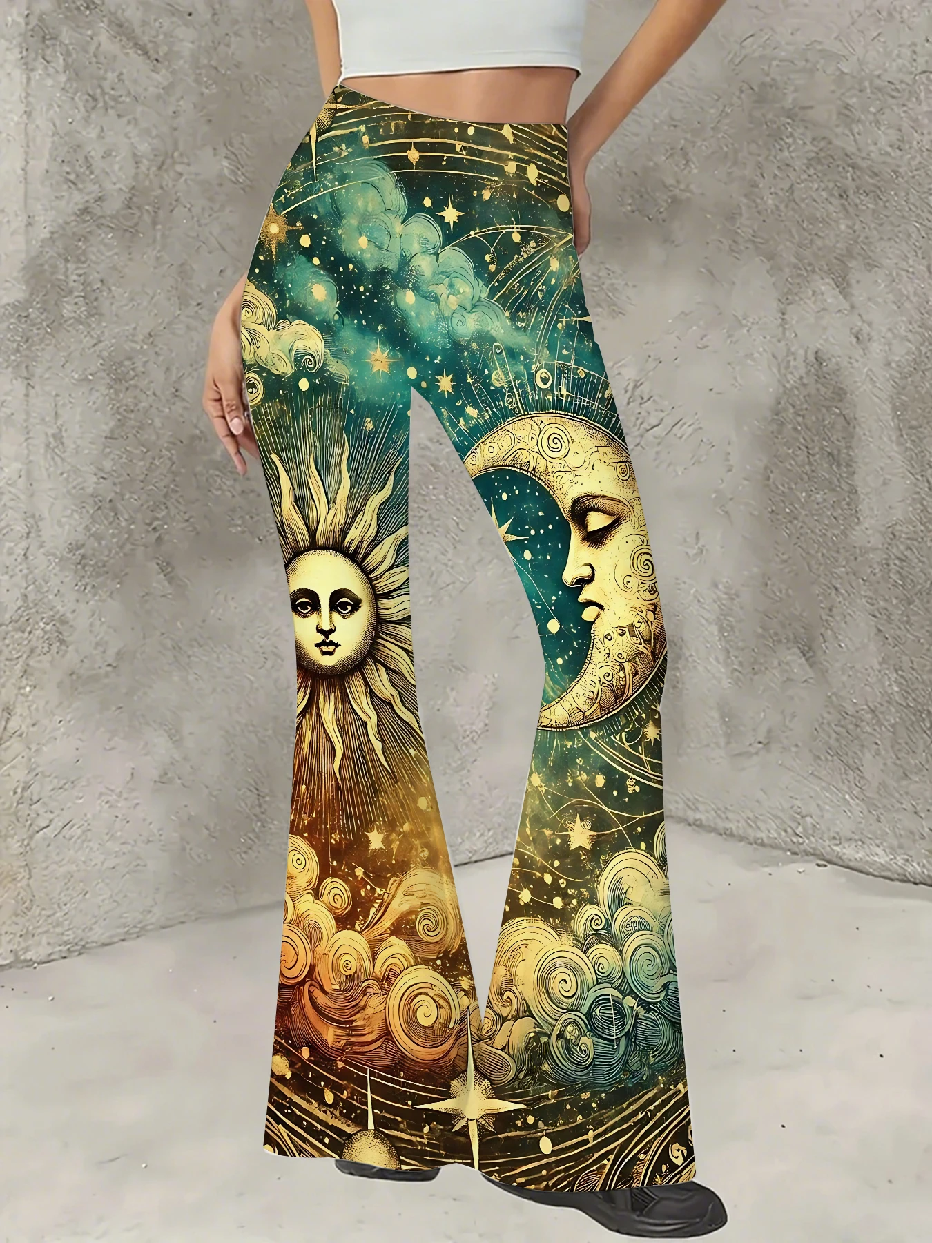 Women's Print Flare Pants Casual High Waist Knit Bell Bottom Trousers Boho
Women's Print Flare Pants Casual High Waist Knit Bell Bottom Trousers Boho