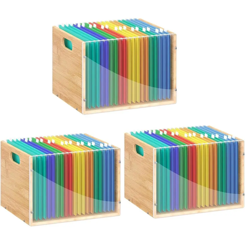 3-Tier Clear Acrylic Hanging File Organizer with Bamboo Lined Crates for Portable Storage
3-Tier Clear Acrylic Hanging File Organizer with Bamboo Lined Crates for Portable Storage