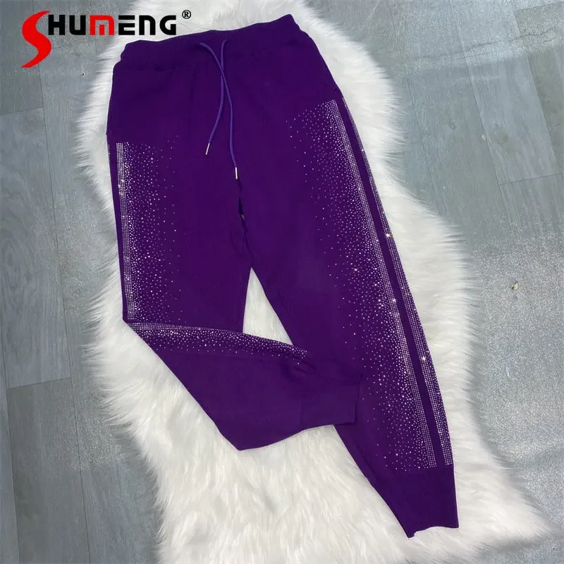 Spring and Summer New High Waist Knit Trousers Women Casual Solid Color Sweatpants Starry Diamond Loose Pants Baggy Pants
Spring and Summer New High Waist Knit Trousers Women Casual Solid Color Sweatpants Starry Diamond Loose Pants Baggy Pants