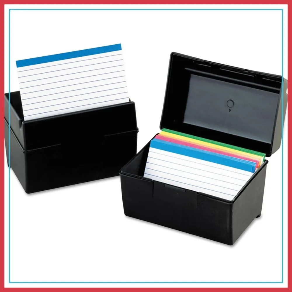 Plastic Index Card Box, 4x6 Inches, 400 Card Capacity, Black
Plastic Index Card Box, 4x6 Inches, 400 Card Capacity, Black