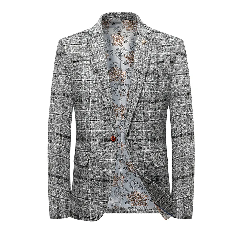 KIDWHXR Blazer Men Korean Plaid Turn Down Collar Male Outerwear Slim Long Sleeve Comfortable Business Casual Man Suit Coat
KIDWHXR Blazer Men Korean Plaid Turn Down Collar Male Outerwear Slim Long Sleeve Comfortable Business Casual Man Suit Coat