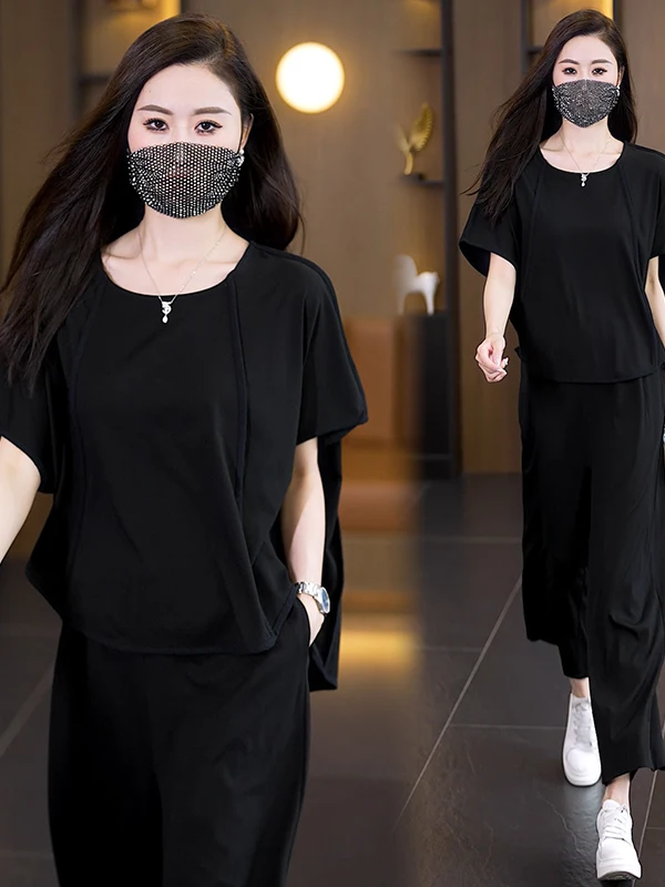 Korean Sle Casual Simple Two-Piece Women's Summer 2024 Loose Slimming Top Wide Leg Pants Set Faionable round Ne ort S...
Korean Sle Casual Simple Two-Piece Women's Summer 2024 Loose Slimming Top Wide Leg Pants Set Faionable round Ne ort S...