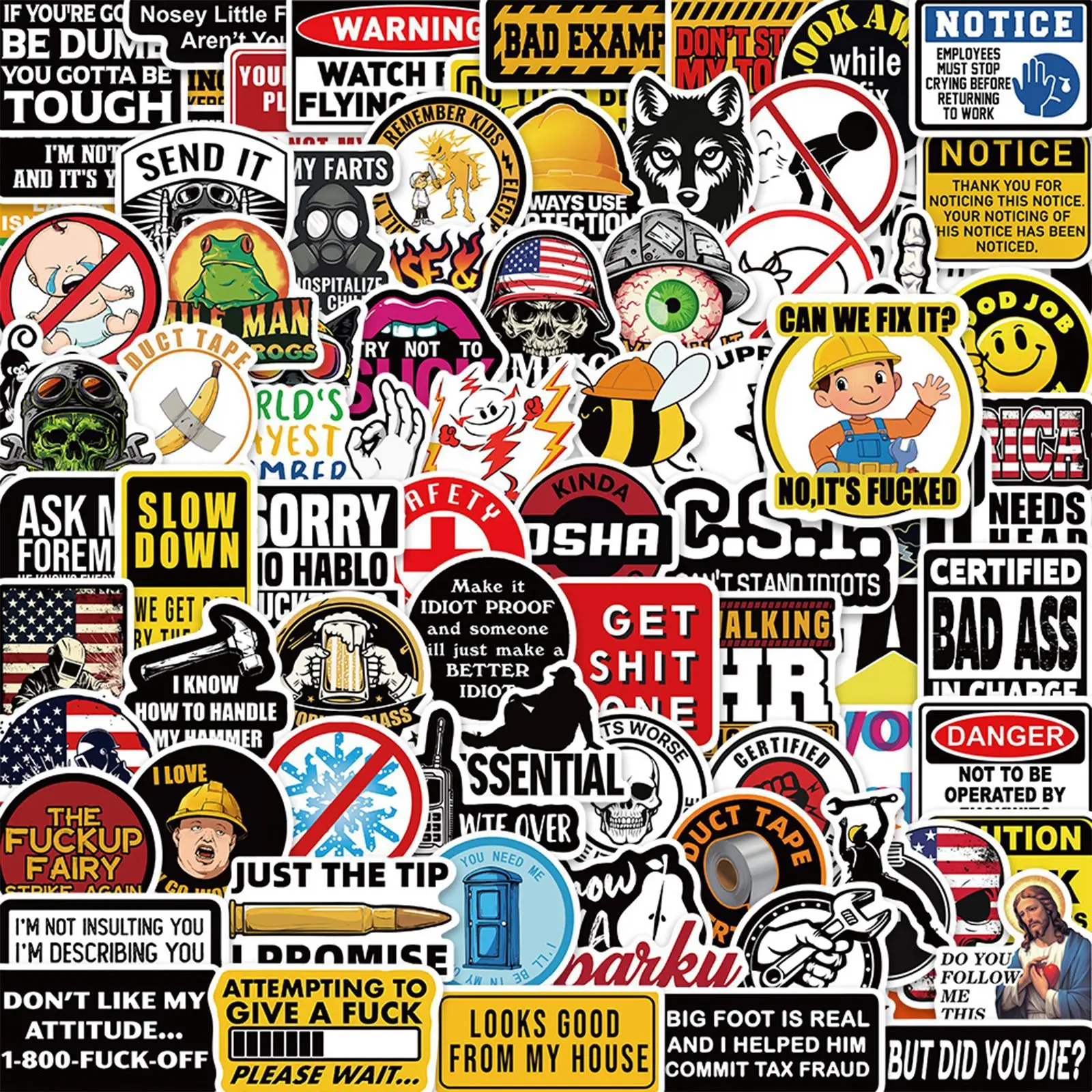 150Pcs Funny Hard Hat Stickers For Adults, Tool Box, Helmet, Blue Collar Stickers, Prank Meme Vinyl Waterproof Decal xs26-LJX
150Pcs Funny Hard Hat Stickers For Adults, Tool Box, Helmet, Blue Collar Stickers, Prank Meme Vinyl Waterproof Decal xs26-LJX