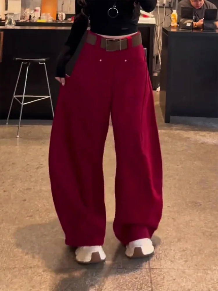 Red Fce Lined Thi Wide Leg Casual Pants Women's High Waist Straight Cut Commute Sle Korean Faion Unique Lazy Chic
Red Fce Lined Thi Wide Leg Casual Pants Women's High Waist Straight Cut Commute Sle Korean Faion Unique Lazy Chic