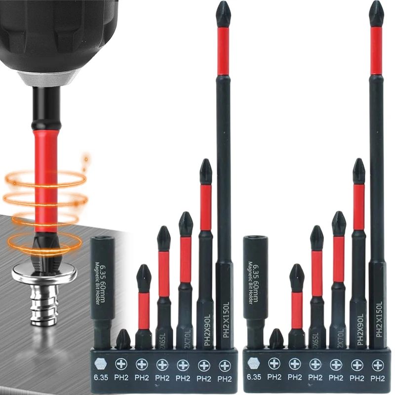 Magnetic Cross Head Drill Bits Set with Holder S2 Steel Hex Shank Electric Screwdriver Bits Non-Slip Impact Driver Screw Bit
Magnetic Cross Head Drill Bits Set with Holder S2 Steel Hex Shank Electric Screwdriver Bits Non-Slip Impact Driver Screw Bit