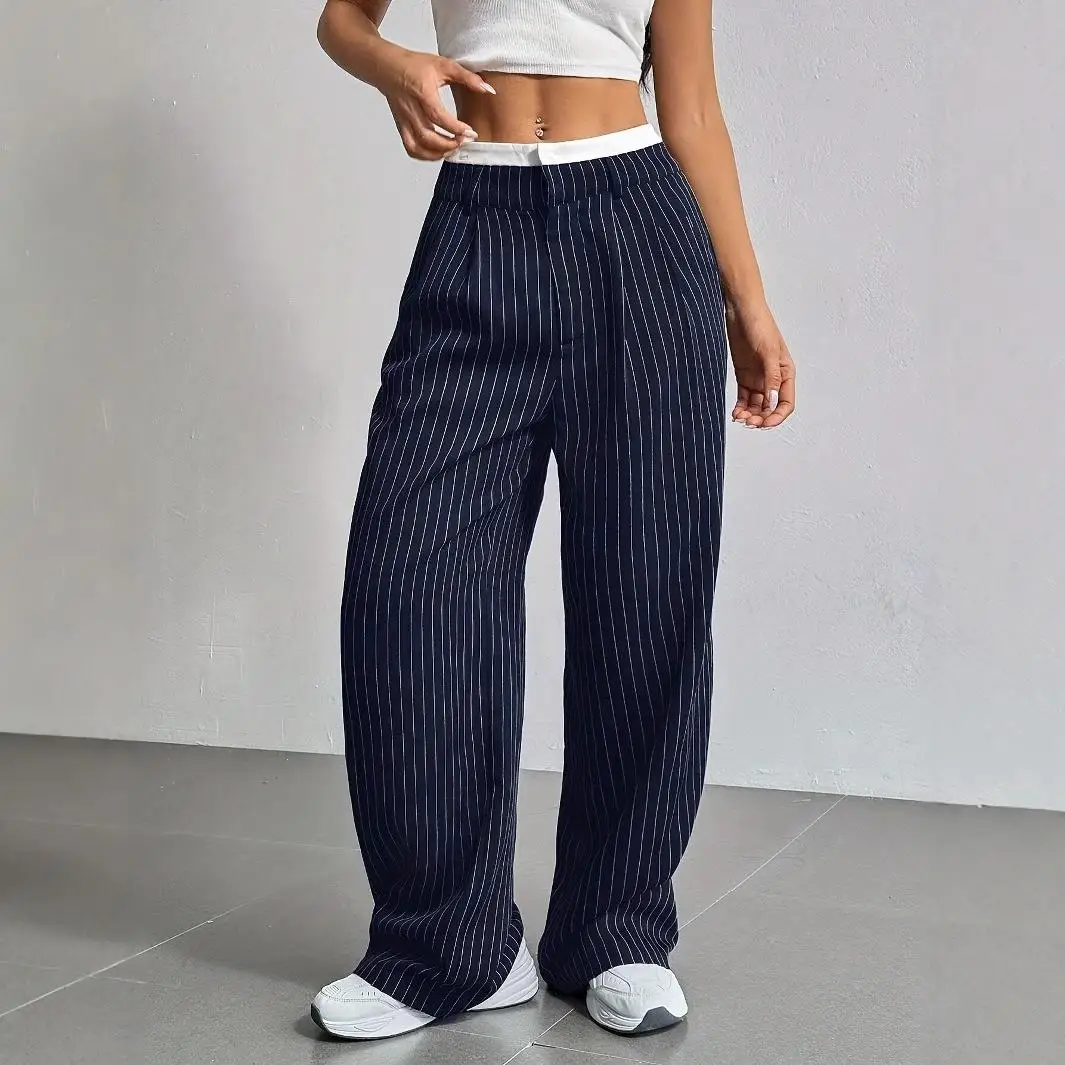 High Waist Spliced Trousers Vertical Long Pants Women's Faion Spring Summer High Waist Pants Straight Leg Trousers
High Waist Spliced Trousers Vertical Long Pants Women's Faion Spring Summer High Waist Pants Straight Leg Trousers