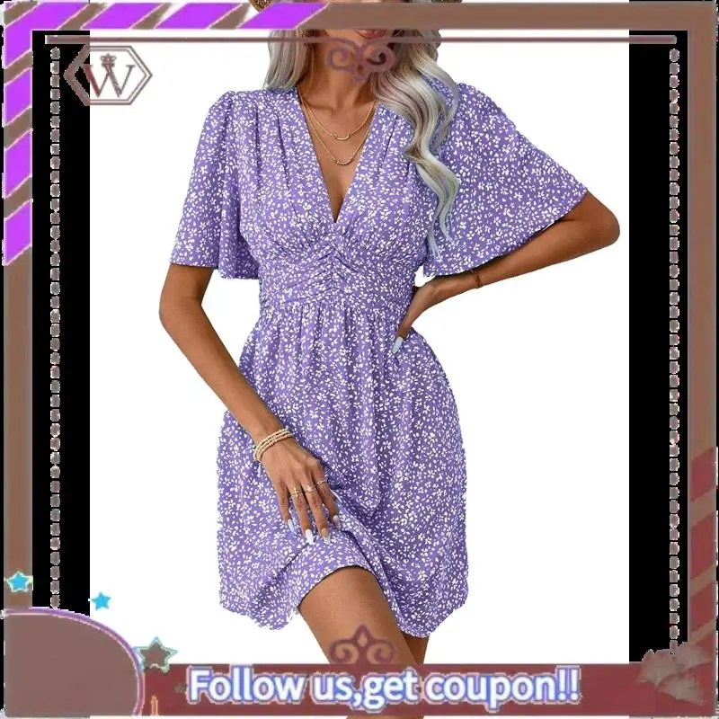 A95D-Женское летнее повседневное мини-платье с цветочным принтом и короткими развевающимися рукавами, повседневный сарафан с v-образным вырезом, солнцезащитные платья
A95D-Женское летнее повседневное мини-платье с цветочным принтом и короткими развевающимися рукавами, повседневный сарафан с v-образным вырезом, солнцезащитные платья