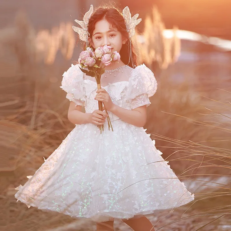 Elegant Kids Girl White Bridesmaid Dress Puffy Tulle Birthday Princess Party Dress For Girl Wedding Children Christening Costume
Elegant Kids Girl White Bridesmaid Dress Puffy Tulle Birthday Princess Party Dress For Girl Wedding Children Christening Costume