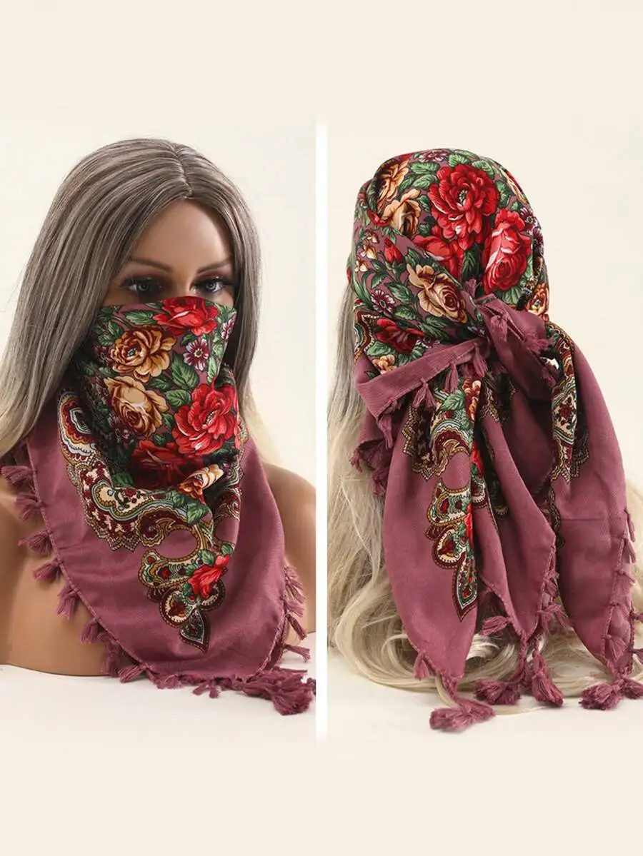 Womens Floral Printed Traditional Head Scarf Shawl, Warm Dustproof Face Cover Neck Wrap, Boho Beach Holiday Travel Essential
Womens Floral Printed Traditional Head Scarf Shawl, Warm Dustproof Face Cover Neck Wrap, Boho Beach Holiday Travel Essential
