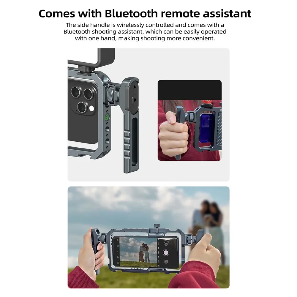 Vlog Video Phone Rig Cage - Dual Handle All-Metal Stabilizer W/ Bluetooth, Universal Mount for Live Streaming & Content
Vlog Video Phone Rig Cage - Dual Handle All-Metal Stabilizer W/ Bluetooth, Universal Mount for Live Streaming & Content