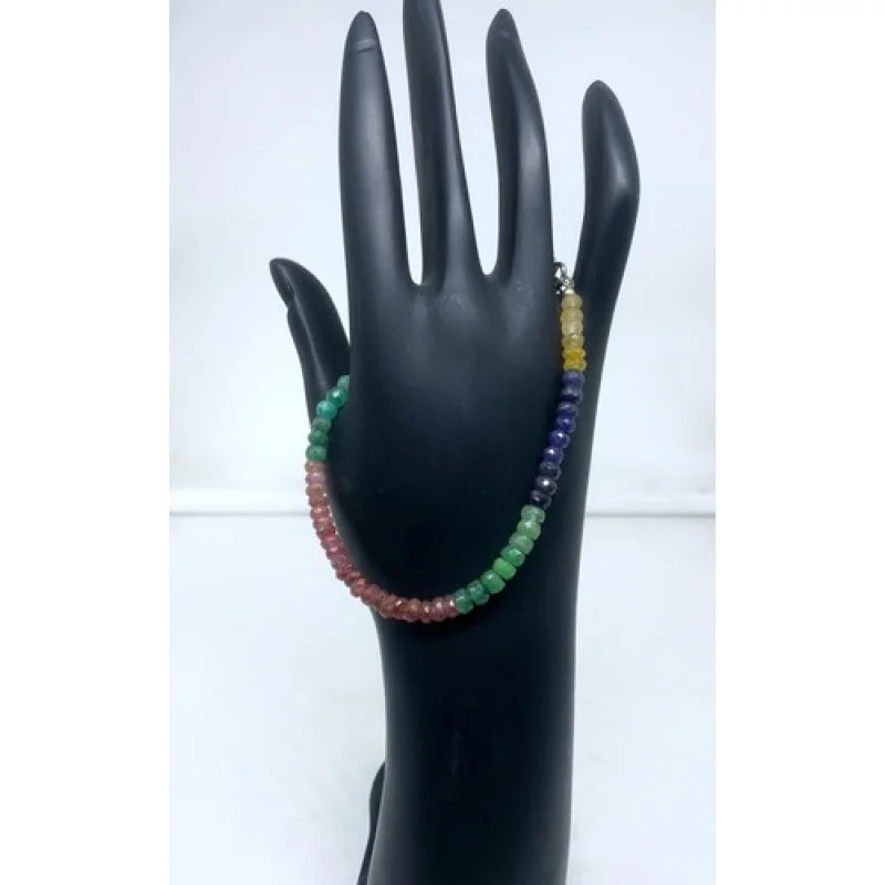 Natural Multi Sapphire Bracelet 7 Inches Faceted Beads Lobster Clasp Handmade
Natural Multi Sapphire Bracelet 7 Inches Faceted Beads Lobster Clasp Handmade