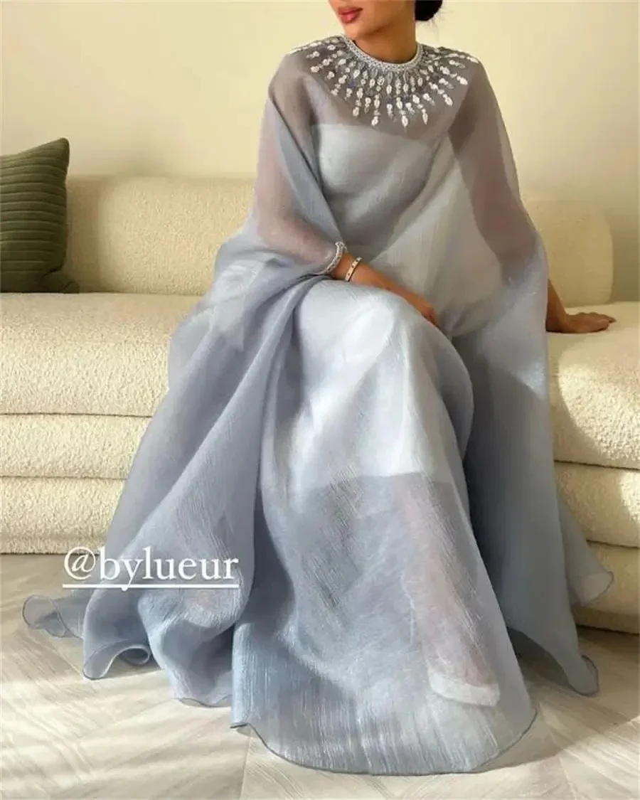 Arabia Luxury Light Blue Crystal Beaded Evening Dresses High-Neck Chiffon Gown With Cape Overlay For Gala Prom Party Dresses
Arabia Luxury Light Blue Crystal Beaded Evening Dresses High-Neck Chiffon Gown With Cape Overlay For Gala Prom Party Dresses