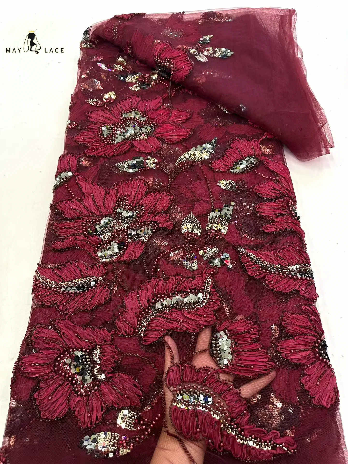 Red 3D Flower Beaded French Mesh Lace Fabrics African Fabric Lace High Quality 2026 Sequin Tulle Lace For Wedding Dress Sewing
Red 3D Flower Beaded French Mesh Lace Fabrics African Fabric Lace High Quality 2026 Sequin Tulle Lace For Wedding Dress Sewing